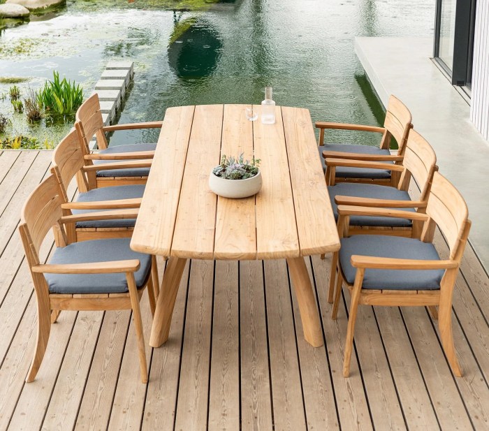 Large Chunky Teak Garden Dining Set with 6 Chairs and Choice of 5 ...